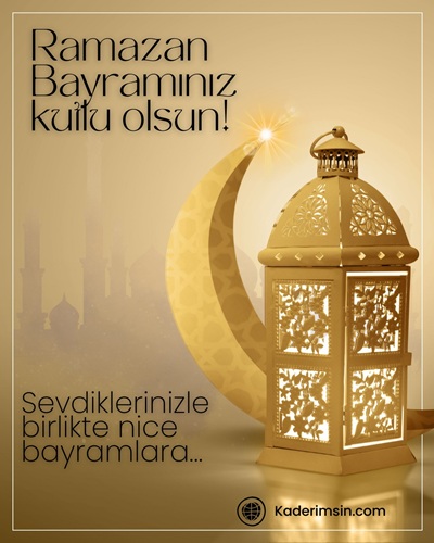 Camii silüeti ve ay yıldız detaylı Ramazan Bayramı kutlama görseli