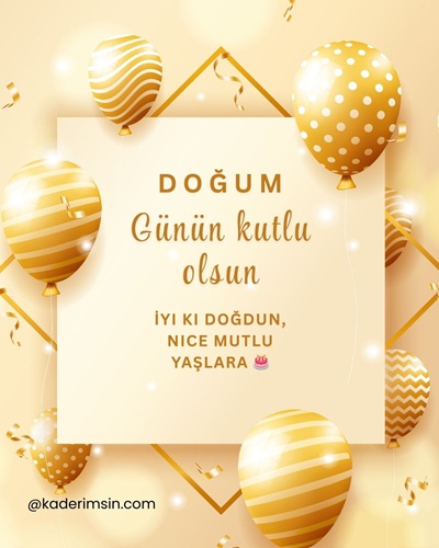 Altın balonlu doğum günü mesajı görseli