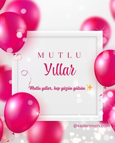 Pembe balonlu mutlu yıllar mesajı